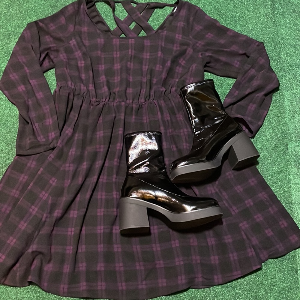 Torrid Black and Purple Midi Dress